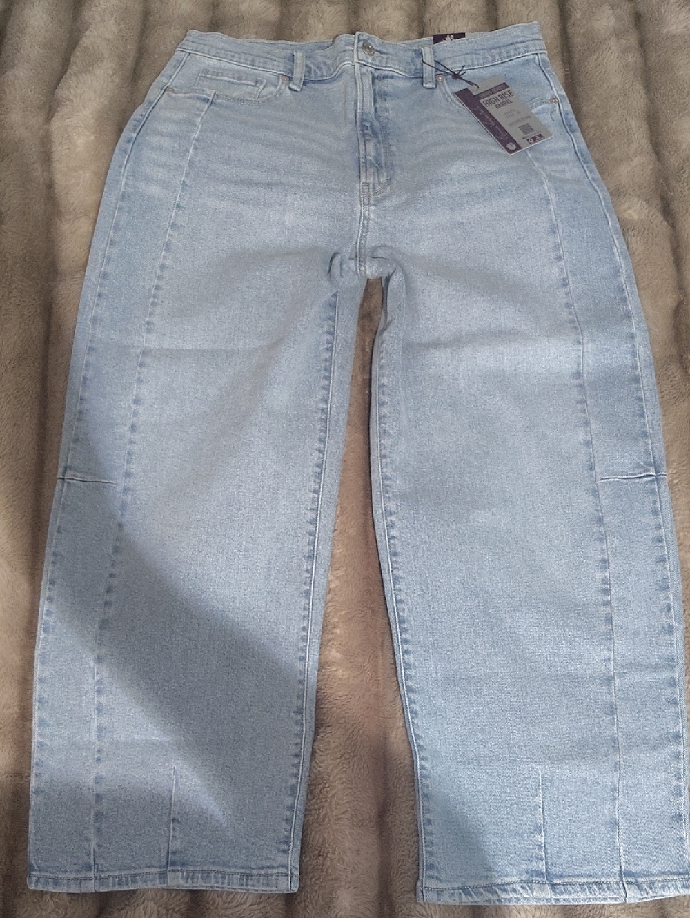 Light Blue Women’s Jeans - Classic High-Rise Wide Leg Size 12
